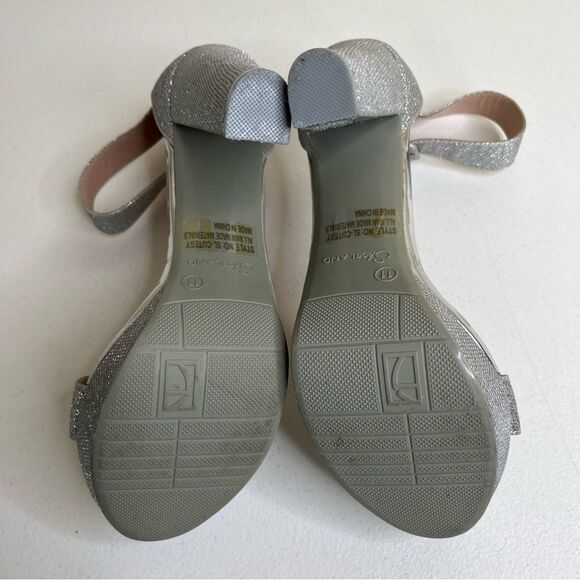 ShoeLand Cutesy Silver Sparkly Metallic Platform Ankle Strap High Heel Womens 11 - Picture 8 of 15